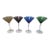 Late 20th Century Elegant Festive Multi Color Jewel Tone Set of Four Martini Cocktail Glasses For Sale