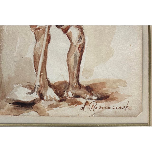 Mid-Century Modern 1940s Male Study Water Color Gouache Painting by Leopoldo Romañach For Sale - Image 3 of 5