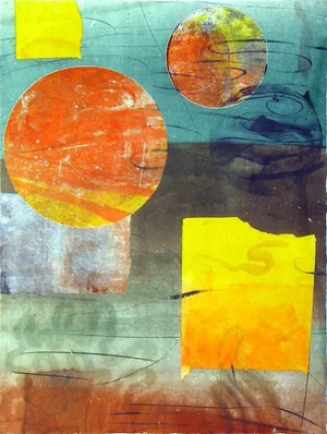 2000s "Slipstream 30" Abstract Monotype on Asian Paper Print by David Collins