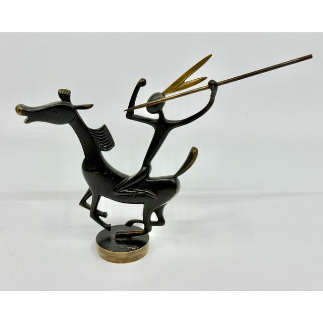 1950s Mid 20th Century Karl Hagenauer Native American on Horseback Bronze Figure For Sale - Image 5 of 13