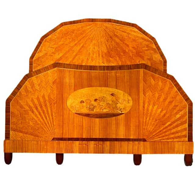 French Art Deco Inlaid Double Bed, 1930s For Sale - Image 16 of 16