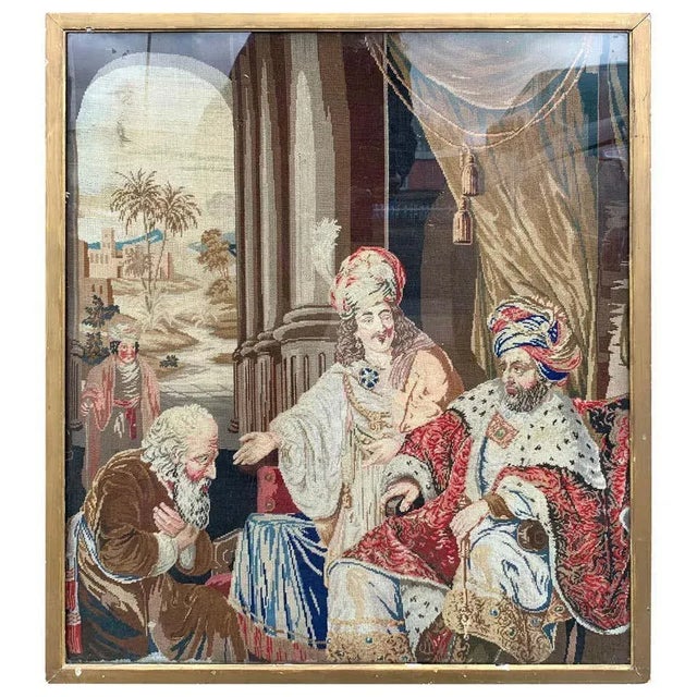 19th Century European Needlepoint of a Biblical Scene For Sale - Image 6 of 6