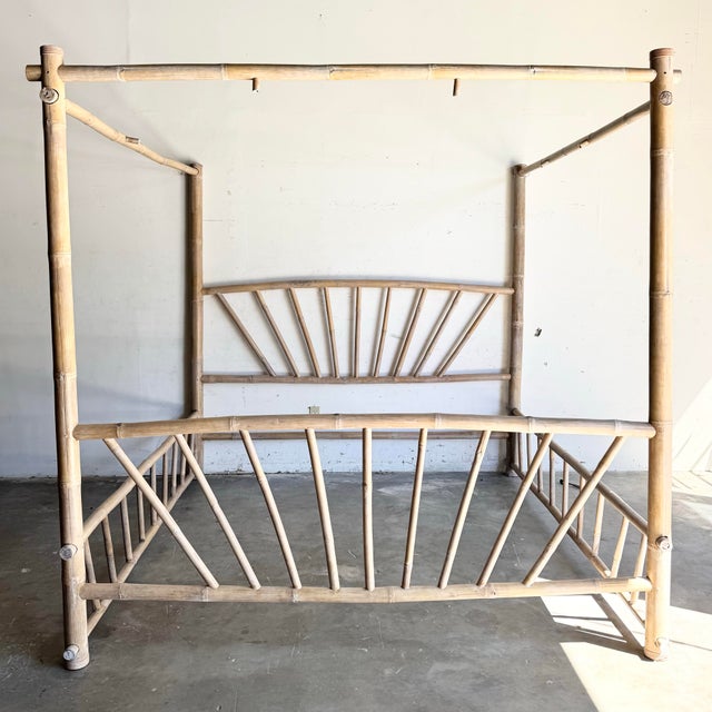 Boho Chic Vintage Boho Chic Bamboo King Size Canopy Bed For Sale - Image 3 of 9