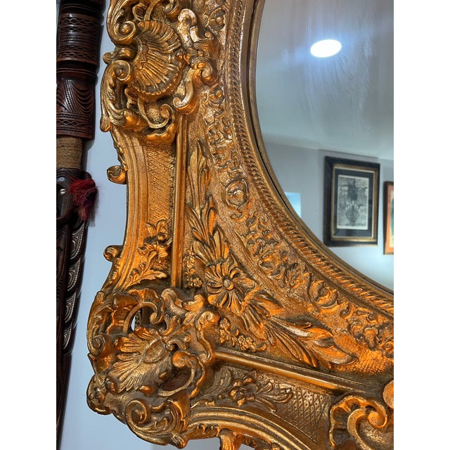 1940s Antique Decorative Giltwood Mirror For Sale - Image 5 of 7