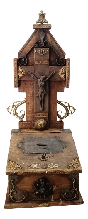 Church Alms Box in Bronze and Wood