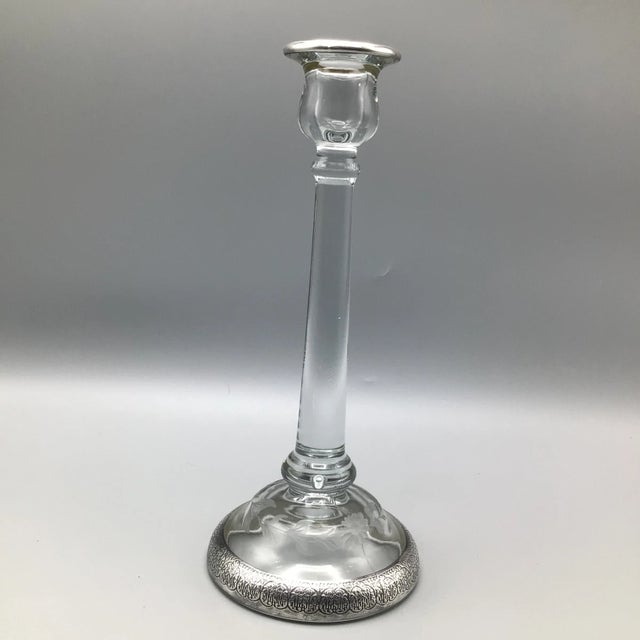 1930's Crystal Candles Holders With Silver Bands - A Pair For Sale - Image 4 of 13