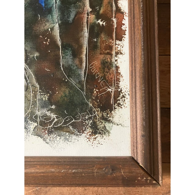 Original 24 x 36 painting on stretched canvas signed bottom right area Overall size with simple wood original frame is...