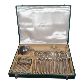 1920s Christofle Boréal Art Deco Silver-Plated Flatware Set by Luc Lanel - 37 Pieces with Case For Sale