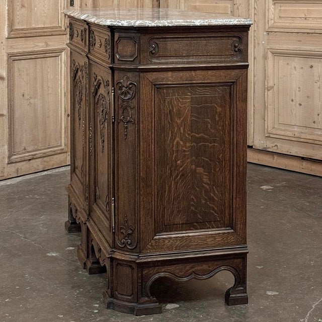 19th Century Belgian Liégeoise Oak Buffet With Saint-Remy Marble Top For Sale - Image 13 of 18