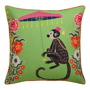 Green Monkey & Leopard 24" Down Pillow