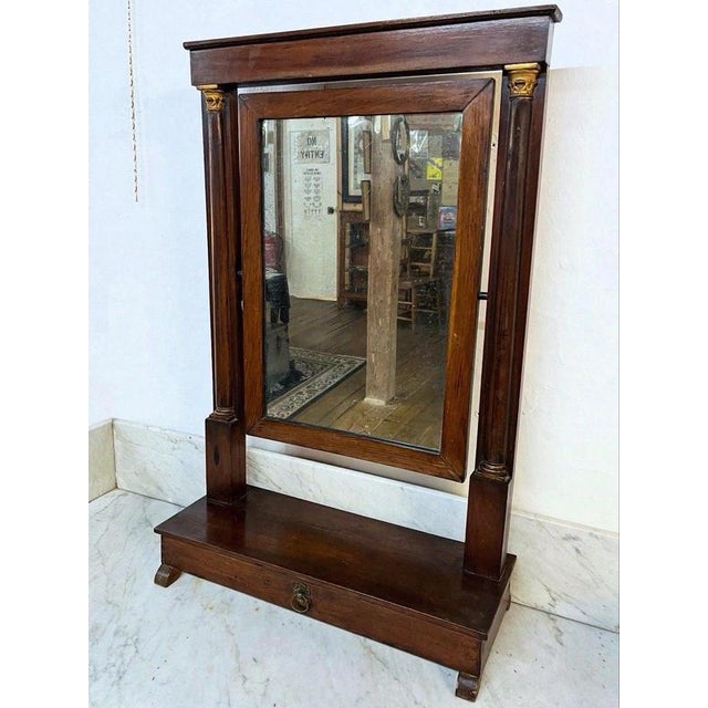 19th Century Antique 19th Century Empire Mahogany Mirror with Gilt Decoration, 1870 For Sale - Image 5 of 8