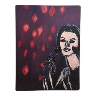 Expressionist Portrait Oil Painting of a Woman on Wood For Sale