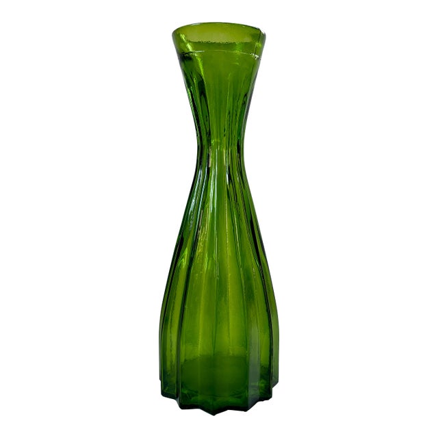 Tall Mid-Century Emerald Green Vase. For Sale