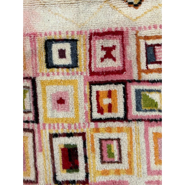 Contemporary Post-Modern Red Abstract Beni Ouarain Wool Rug For Sale - Image 3 of 8