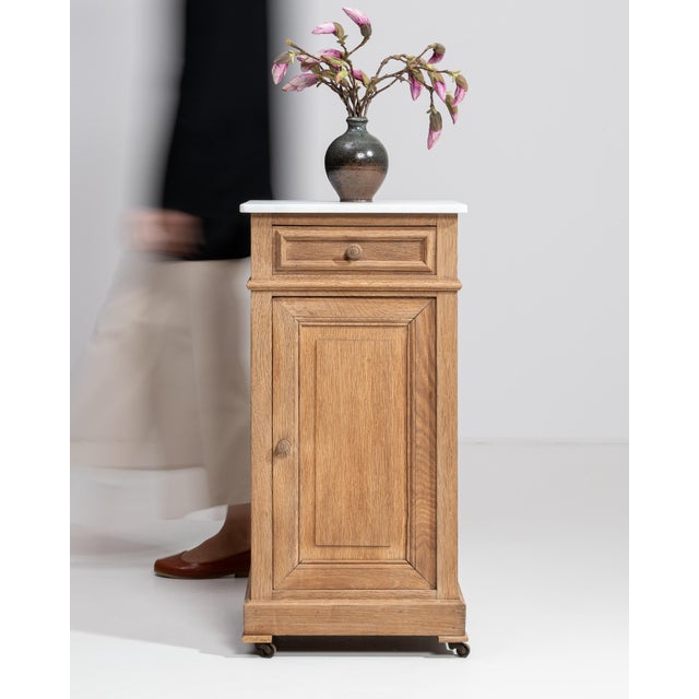 Early 20th Century Oak Marble-Top Side Table On Casters For Sale - Image 11 of 14