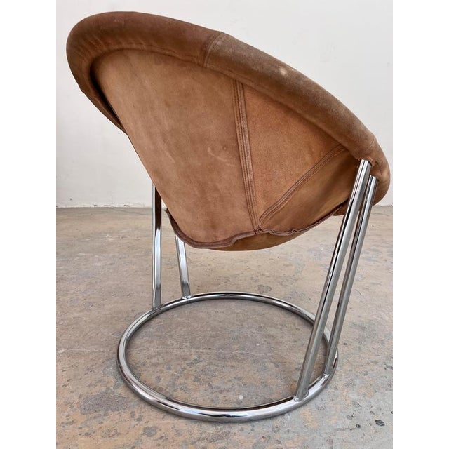 Balloon Sling Armchair in Brown Suede from Lusch & Co For Sale - Image 4 of 11