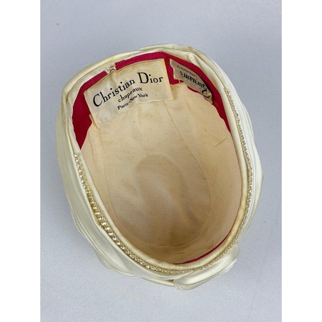 Vintage Christian Dior Chapeaux Silk Turban With Rhinestone Accents For Sale - Image 9 of 9