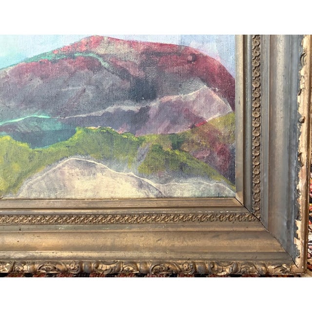 Mid Century Oil Painting in an Antique Gilt Wood Gesso Frame, Signed and Dated For Sale - Image 4 of 8