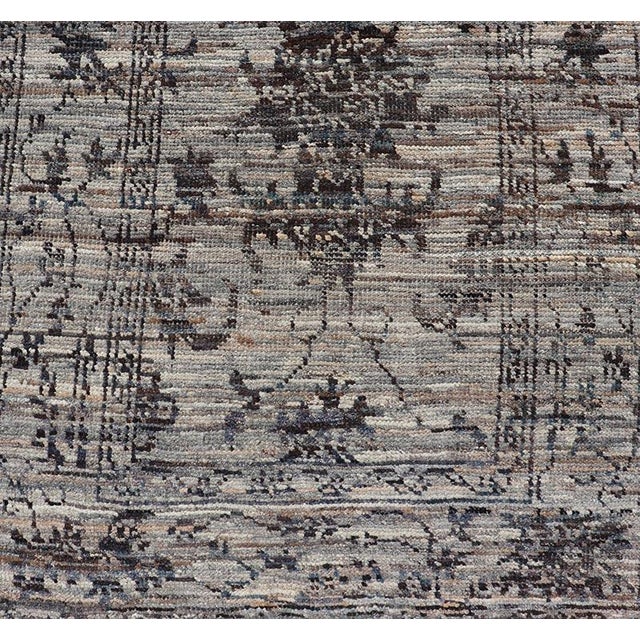 Modern Oushak Designed Runner in Wool With Floral Design in Earthy Tones 3'2 X 10'0 For Sale In Atlanta - Image 6 of 12