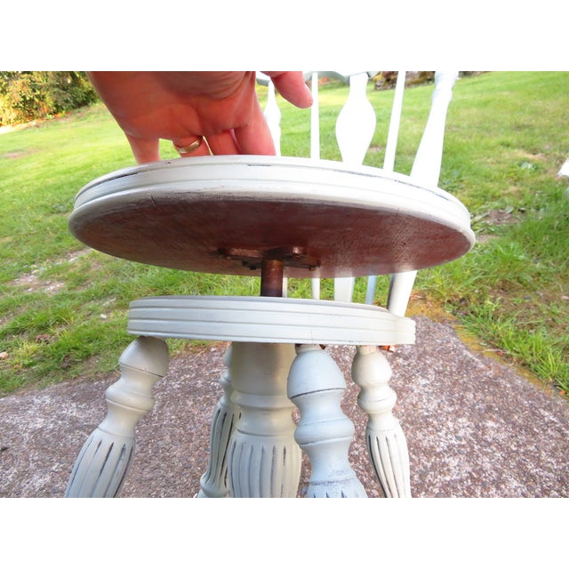 Antique Painted High Back Piano Stool W/ Nautical Glass Claw Feet For Sale - Image 13 of 18