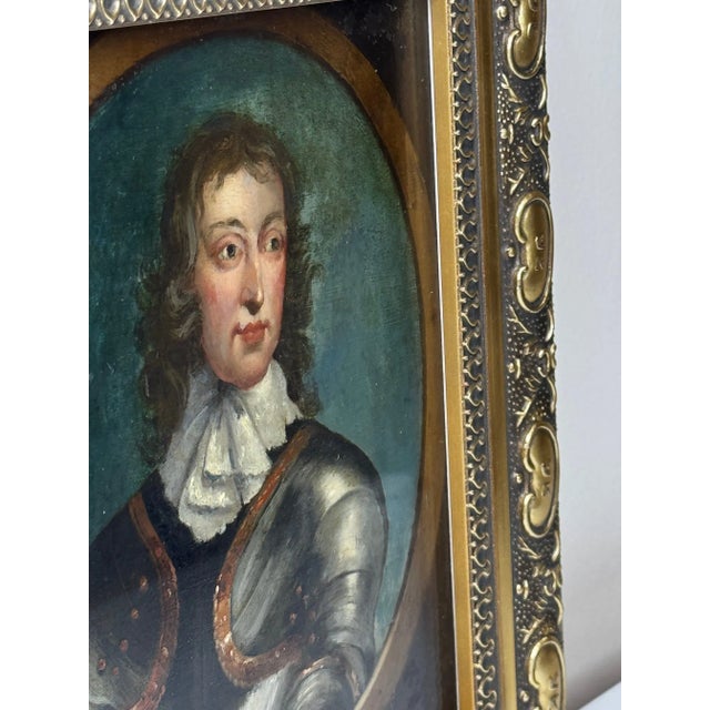 Victorian Historic British Painting Portrait of General John Lambert in Armour — Victorian Revival After Robert Walker C1840 For Sale - Image 3 of 17