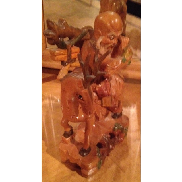 1970s Asian Wood Carving Immortal Shouxing on a Deer For Sale - Image 11 of 12