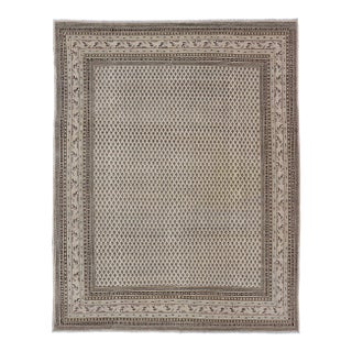 Minimalist Design Vintage Persian Tabriz Rug With Muted Brown and Cream Tones 7'9 X 10'7 For Sale