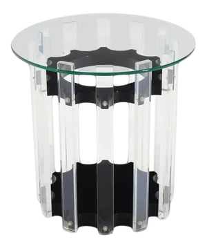 Mid Century Modern Lucite Base Round Side Table
