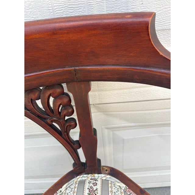 Brown Antique Sheraton Revival Mahogany Corner Chair, Roundabout Chair For Sale - Image 8 of 9