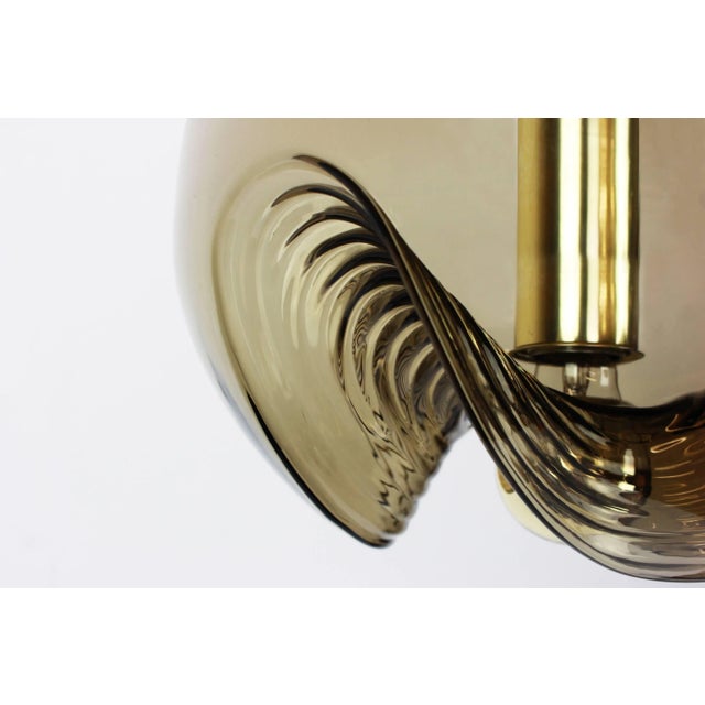 Large Smoked Glass Pendant Light from Peill & Putzler, Germany, 1970s For Sale - Image 6 of 8