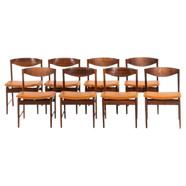 Rosewood Dining Chairs by Ib Kofod-Larsen for Seffle Möbelfabrik, Sweden, 1960s, Set of 8 For Sale