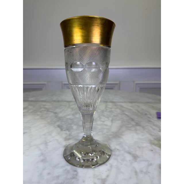 Late 20th Century Vintage Moser "Splendid" Crystal Stemware Goblet With 24k Gold Rim For Sale - Image 5 of 9