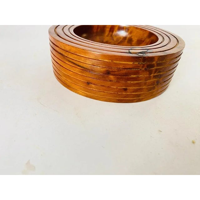 1970 solid wood ashtray, vide poche, decorative object. Brown Color.