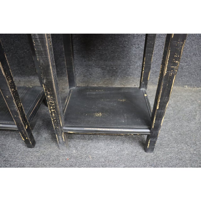 Pair of Country Style Black Painted Nightstands For Sale - Image 11 of 12