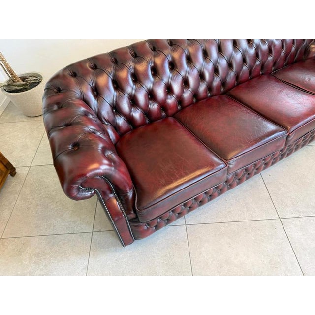 Chesterfield Four Seater Club Sofa in Oxblood For Sale - Image 15 of 18