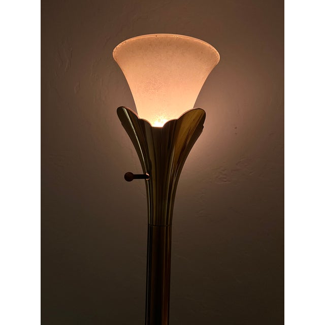 Mid 20th Century Mid 20th Century Mid-Century Modern Solid Brass Torchiere Floor Lamp by Stiffel Company For Sale - Image 5 of 16
