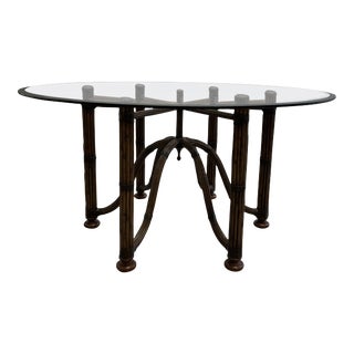John McGuire Style Lacquered Bamboo Dining Table For Sale