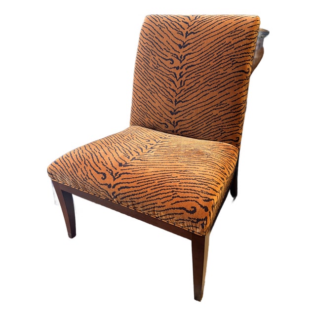 Wesley Hall Kassie Lounge Chair Upholstered in Dedar Tiger Jacquard Velvet For Sale