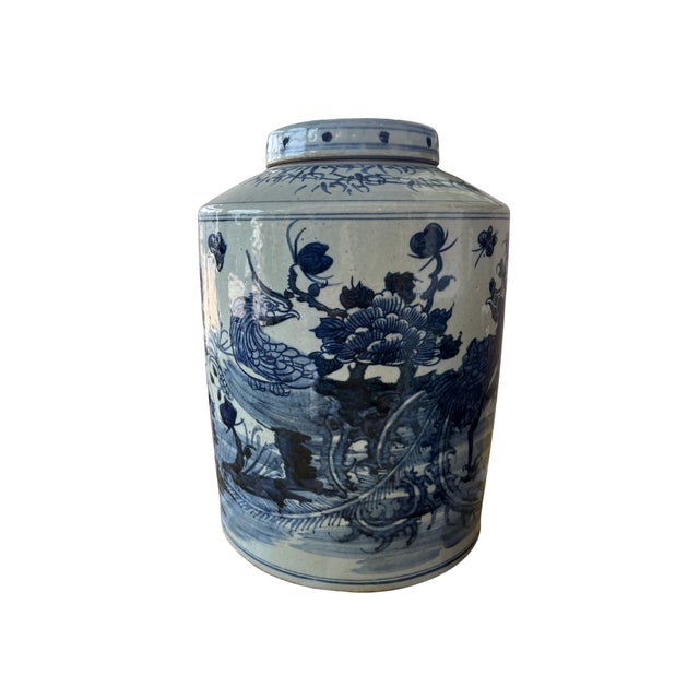 Asian Large Dynasty Tea Jar Landscape Motif For Sale - Image 3 of 3