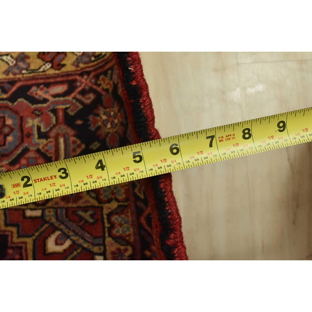 Heriz Rug 9’11” X 12’9” Red Wool Vintage Traditional Hand-Knotted Carpet For Sale - Image 12 of 15
