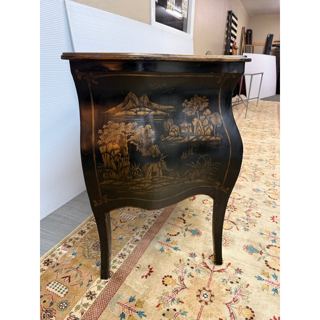 Black Vintage John Richard Bombe Chest of Drawers For Sale - Image 8 of 12