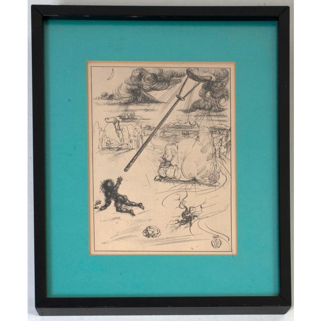 Mid 20th Century Salvador Dali Surrealist Etching Engraving "The Crutches of Uncle Celestin" For Sale - Image 5 of 5
