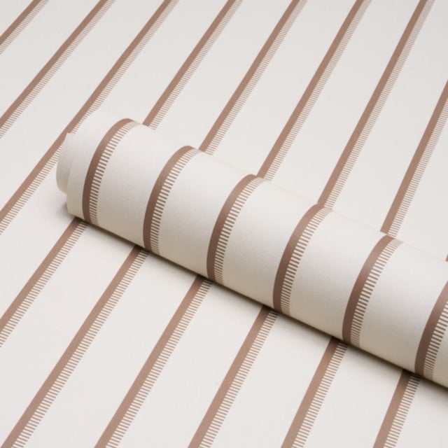 Schumacher Sample - Schumacher Tyla Stripe Wallcovering In Umber For Sale - Image 4 of 6