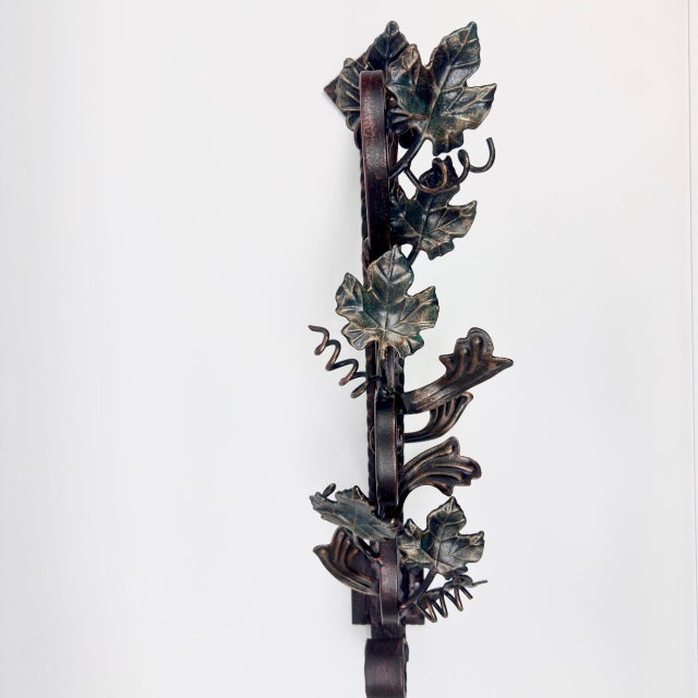 Hand Forged Iron Wall Art Scroll (54cm) Antique Copper & Green Patina Grapevine Motif For Sale - Image 17 of 17