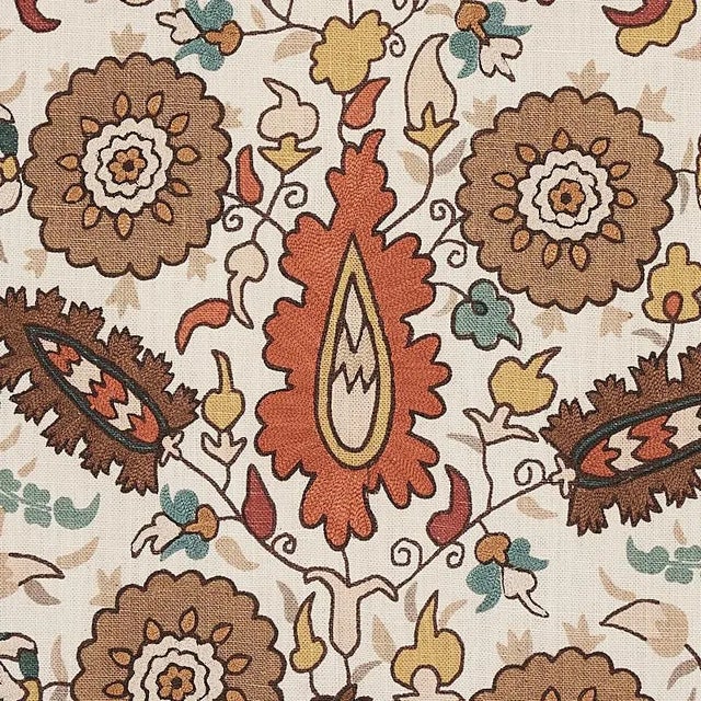 Traditional Sample - Schumacher Anatolia Embroidery Fabric in Autumn For Sale - Image 3 of 5
