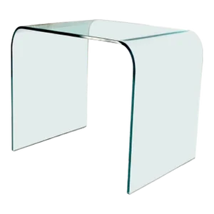 1970s Italian Mid-Century Modern Bent Glass End Table