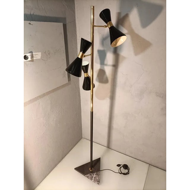 Mid-Century Modern Adjustable Floor Lamp with Black Marble Base, 2000s For Sale - Image 3 of 4