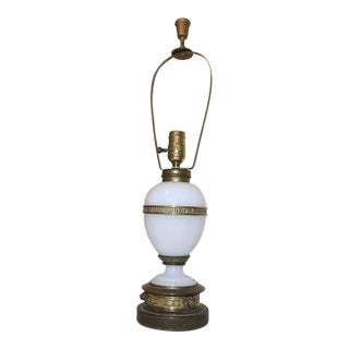 Antique 1800's Ornate Victorian Bronze Opal Glass Electrified Oil Parlor Lamp For Sale