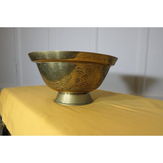 Gold Engraved Brass Bowl, 19th Century For Sale - Image 8 of 9