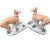 A charming pair of Staffordshire ceramic English greyhounds. Light red fawn color with white collars. White ceramic bases...